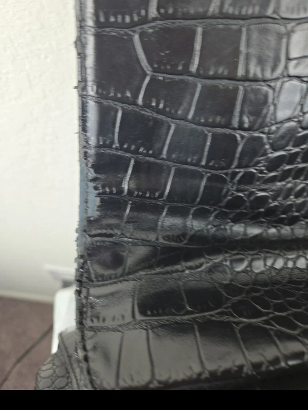 GUESS Black Croc-Embossed Top Handle Satchel with Charm